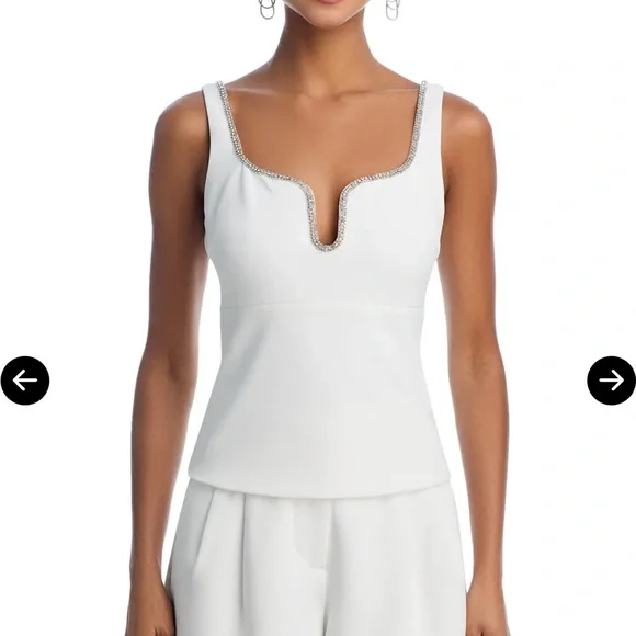 Aqua Elegant White Camisole with Sparkling Trim - Picture 6 of 6